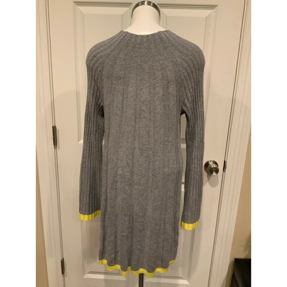 Anthropologie Gray Sweater Dress W/ Yellow Hem, Size XS - Picture 6 of 8
